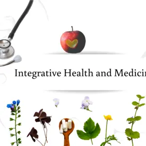 Integrative health, medicine and dentistry, tooth brushes, stethoscope, herbs and apple Integrative health, medicine and dentistry, tooth brushes, stethoscope, herbs and apple