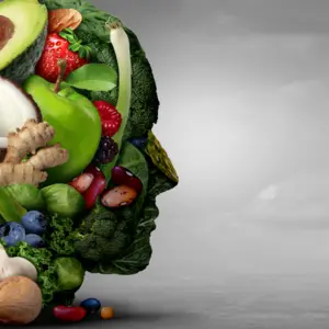  diet and mental function concept as a psychiatric or psychiatry symbol of the effects on the brain and mood