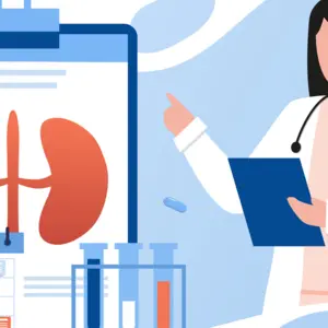 Kidney healthcare, doctor doing medical research