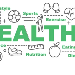 Healthy vector banner design concept, flat style with thin line art healthy lifestyle icons on white background