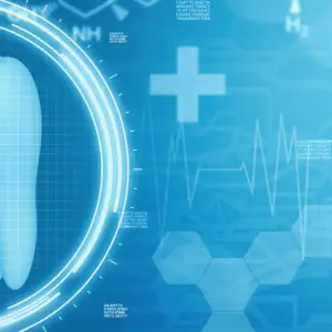 dentistry background image with futuristic interface and medical symbols.