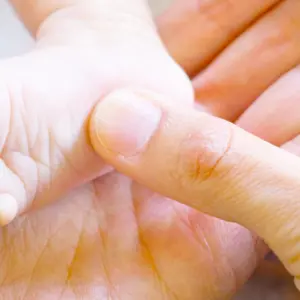 Newborn baby foot sole massage