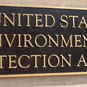 Plaque outside the United States Environmental Protection Agency (EPA) in downtown Washington, DC