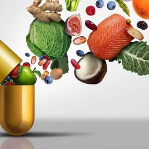 healthy food appearing to come out of a pill