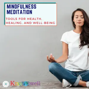 woman sitting and meditating isolated over gray background