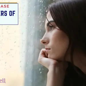 sad isolated woman near window at home, closeup