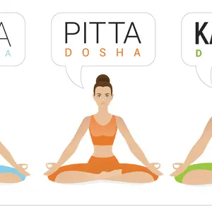 Ayurvedic physical constitution of human body types - Vata, pitta, and kapha doshas vector. 