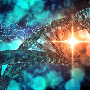 3D DNA strand with vibrant colors for genetics background