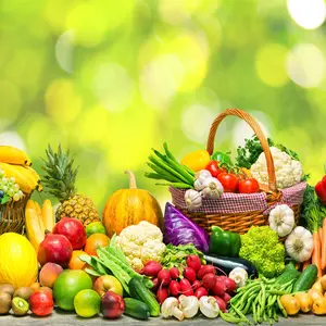 Fresh vegetables and fruits background