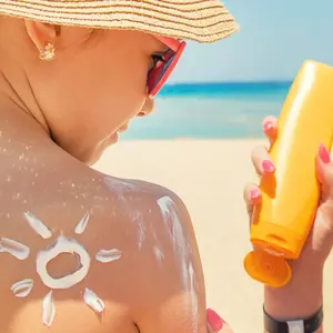 Sunscreen on the skin of a child.