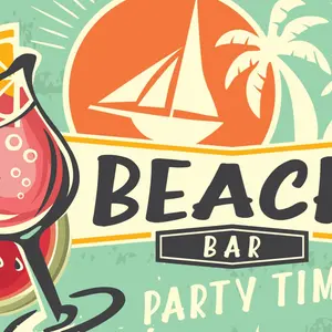 Beach bar cocktail party retro poster layout