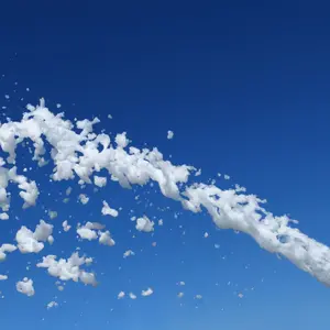 A foam cannon against the blue sky.