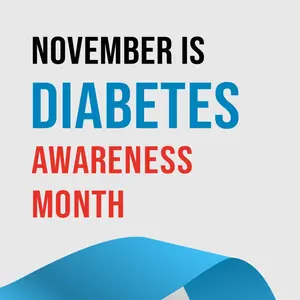 November Diabetes Awareness Month illustration with ribbon November Diabetes Awareness Month illustration with ribbon