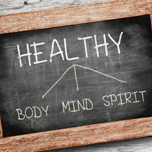 Healthy concept. Body, Mind, and Spirit drawing on blackboard
