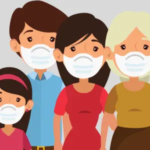 Family wearing facial masks Family wearing facial masks