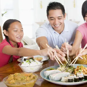 Family enjoying meal,mealtime together