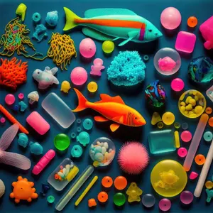 Assortment of plastic toys