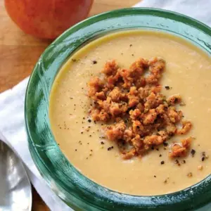 Apple Parsnip Cream With Chorizo Sausage Soup