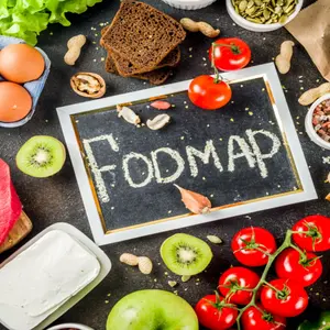 Healthy diet food. Various low fodmap ingredients selection - meat, vegetables, berry, fruit, grains