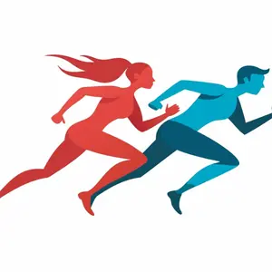vector artwork of a running couple in dynamic movement. vector artwork of a running couple in dynamic movement.
