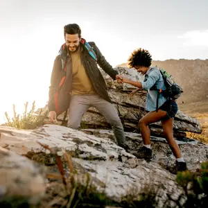 Husband and wife on a hike