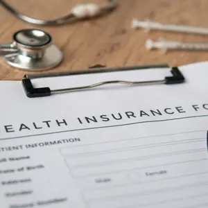 close-up image of health insurance form