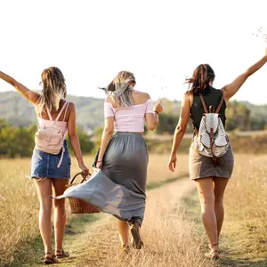 Three women walking without a care