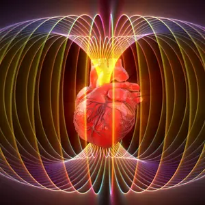 energy field surrounding the human heart, conceptual 3D illustration