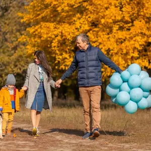 Family walking on an autumn day