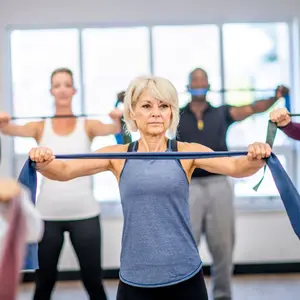 Woman doing resistance training in a class