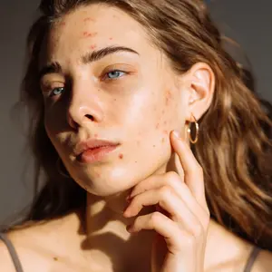 Woman with acne