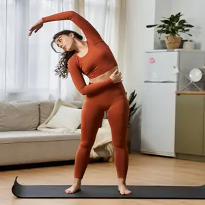 Woman exercising at home