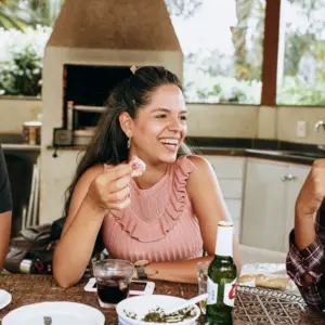 Group of friends sharing a meal together