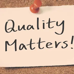 sticky note on corkboard that says "Quality Matters!"