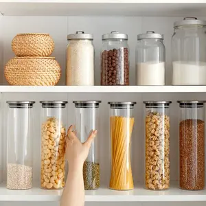 Organizing zero waste storage in kitchen.