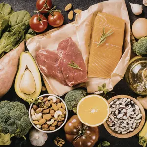 colorful platter of assorted anti-aging healthy foods